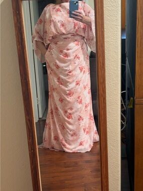 Elegant Pink Floral Bridal Guest Gown